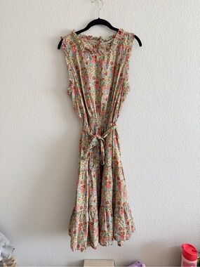 Roller Rabbit Floral Belted Ruffle Tiered Cotton Mini Dress Size XL